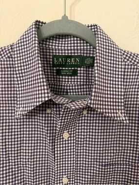 Lauren Ralph Lauren Purple Gingham Button-Down Dress Shirt